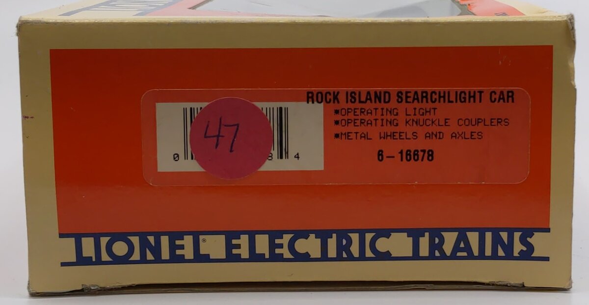 Lionel 6-16678 O Gauge Rock Island Searchlight Car LN/Box