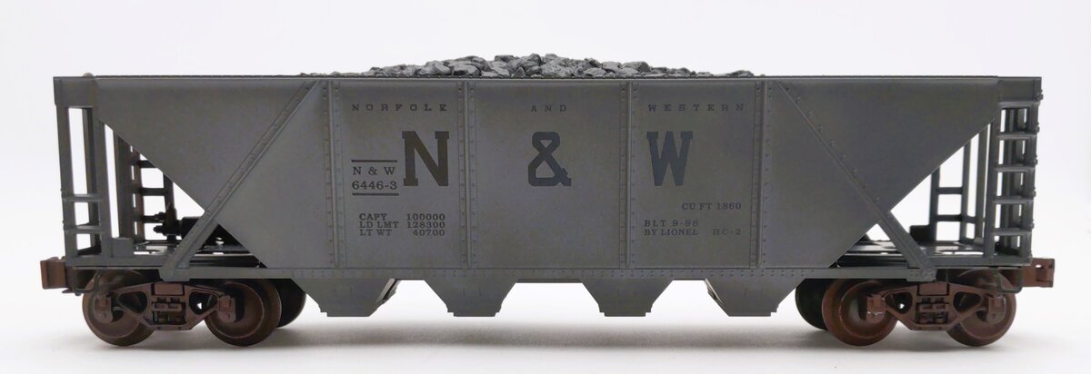 Lionel 6-19327 N&W 4-Bay Weathered Hopper w/ Coal Load #6446-3 LN/Box