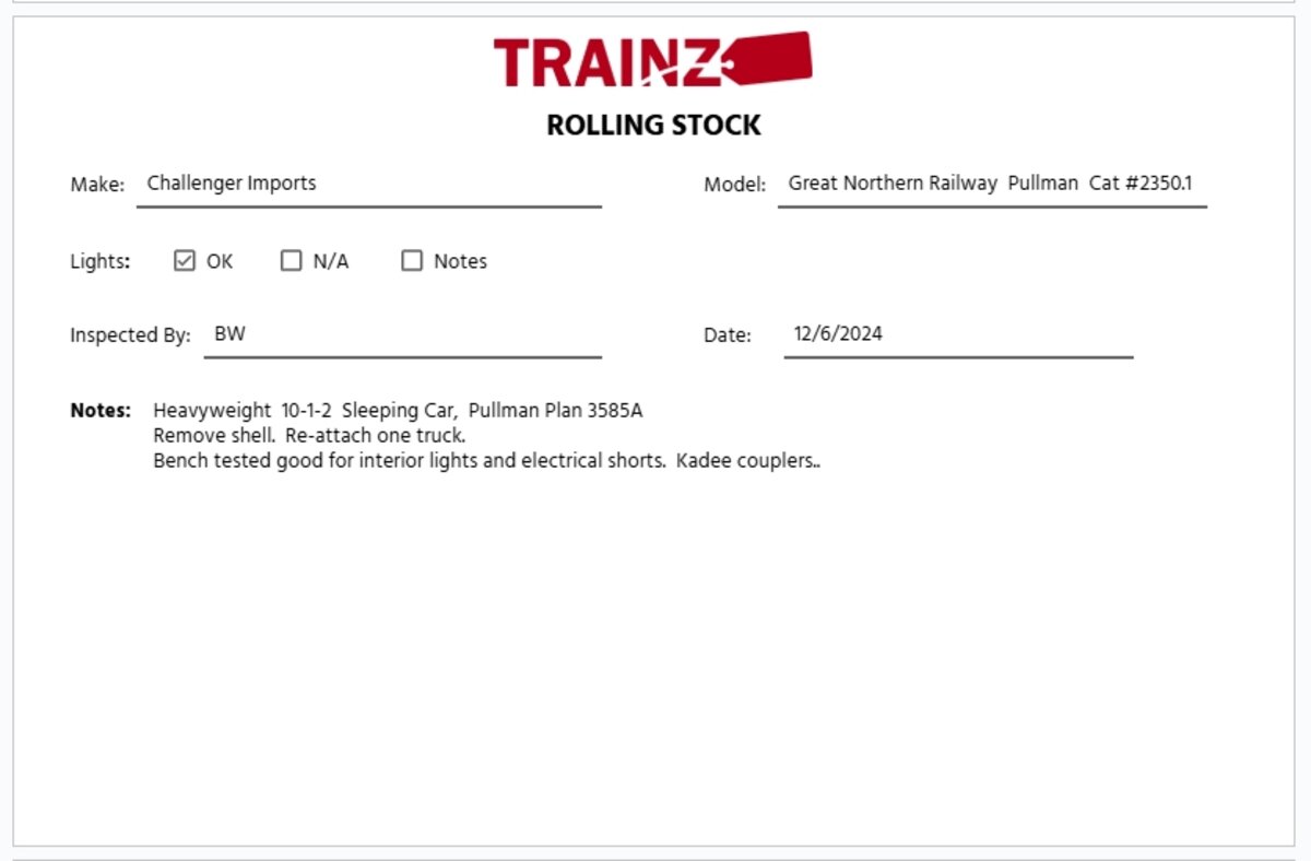 Challenger Imports 2350.1 HO BRASS GN Heavyweight 10-1-2 Sleeping Car -FP LN/Box