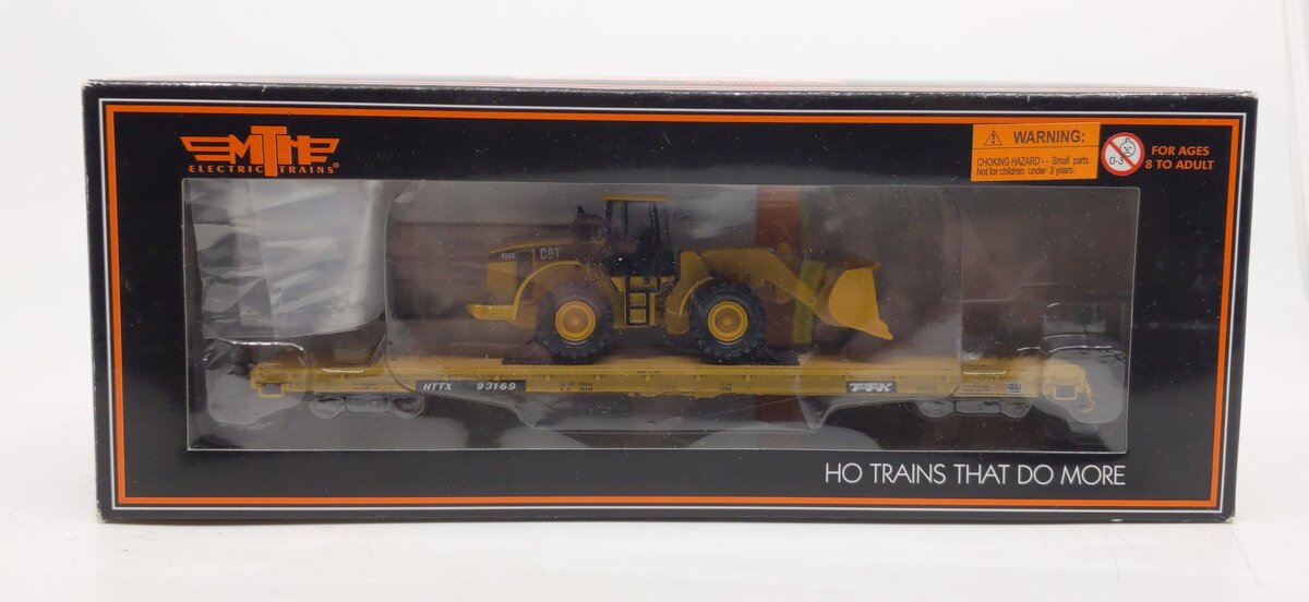 MTH 80-98015 TTX HO Scale 60' Wood Deck Flat Car w/950G Wheel Loader