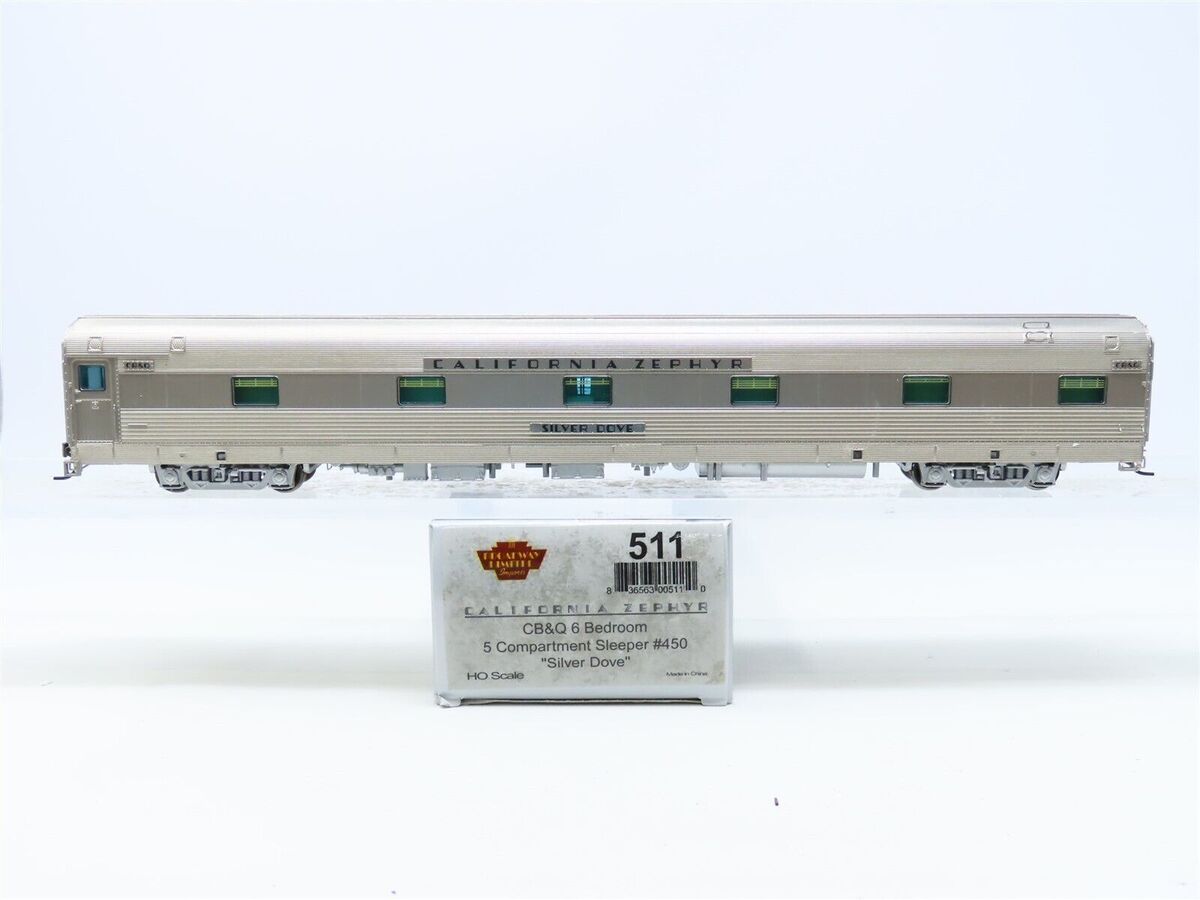 Broadway Limited 511 HO CB&Q Paragon Series "Silver Dove" 6-Bedroom Sleeper #450