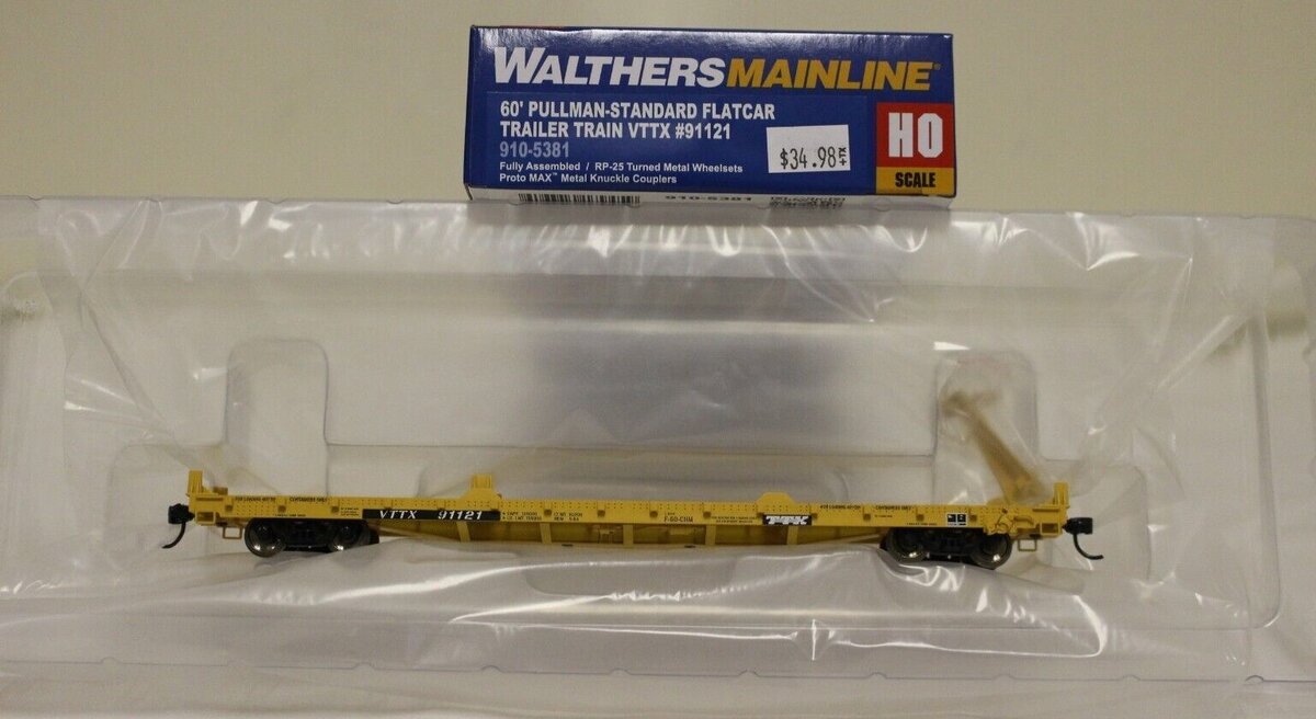 Walthers 910-5381 HO TTX VTTX RTR 60' Pullman-Standard Flatcar #91121