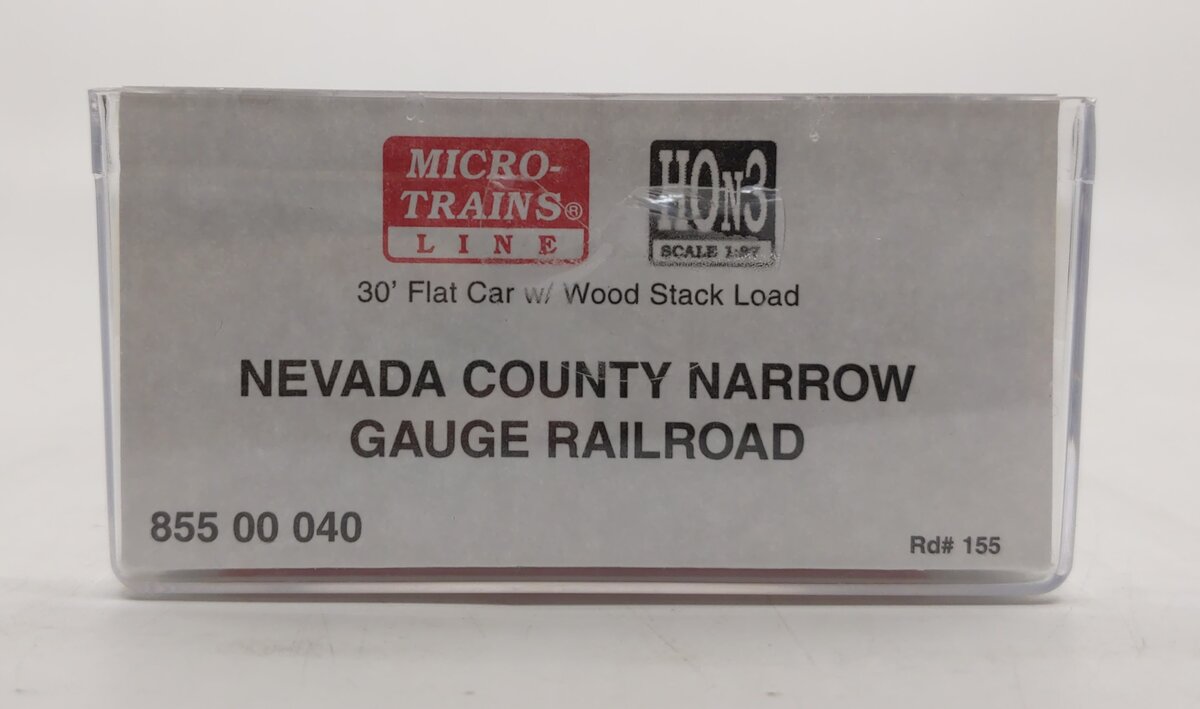 Micro-Trains 85500040 HOn3 Nevada County 30' Flatcar w/Wood Stack Load#155