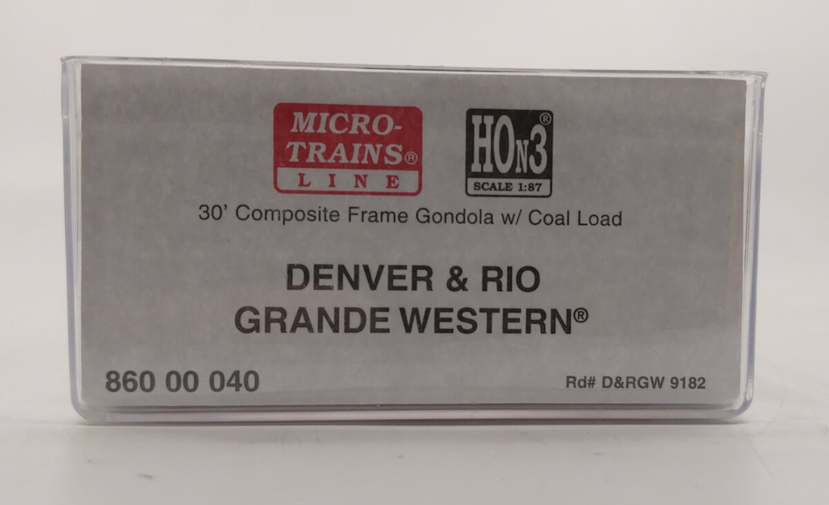 Micro-Trains 86000040 HOn3 DRGW 30' Composite Frame Gondola w/Coal Load #9182