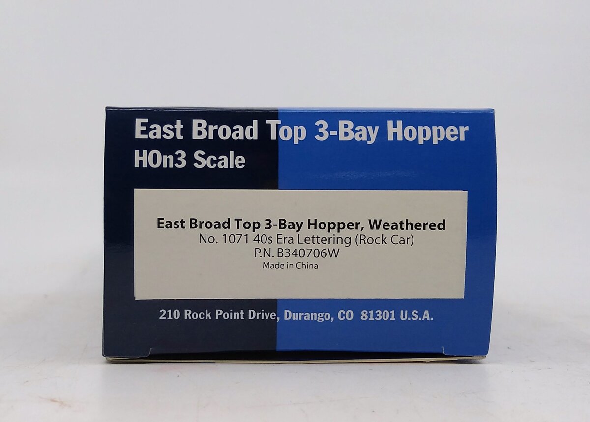 Blackstone Models 340706W HOn3 East Broad Top 3-Bay Hopper #1071 - Weathered