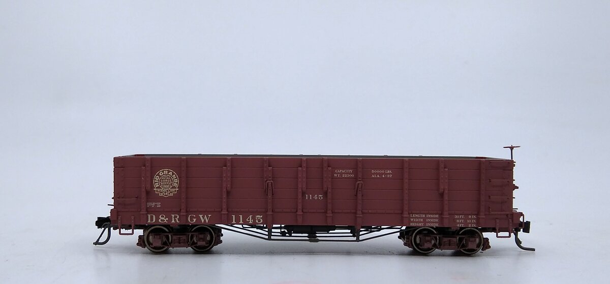 Blackstone Models 340401 HOn3 DRGW 1000 Series High Side Gondola #1145
