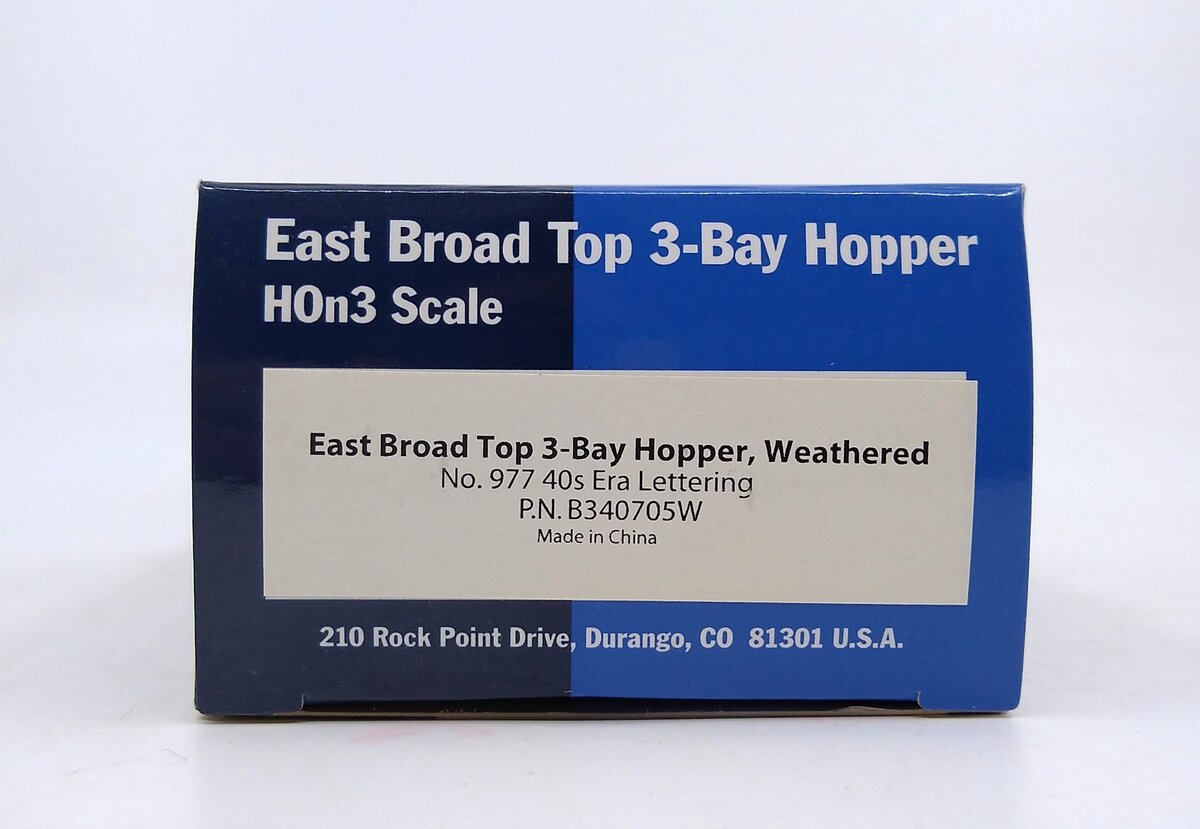 Blackstone Models 340705W HOn3 East Broad Top 3-Bay Hopper #977 - Weathered