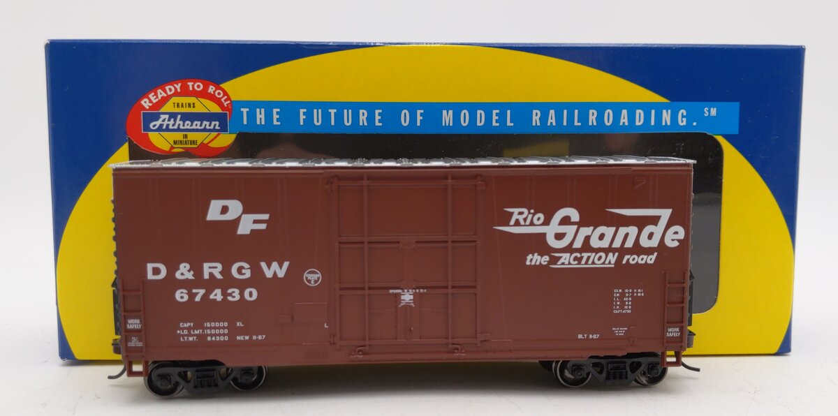 Athearn 70846 HO Scale D&RGW 40' Hi-Cube Plug-Door Boxcar #67430 NIB