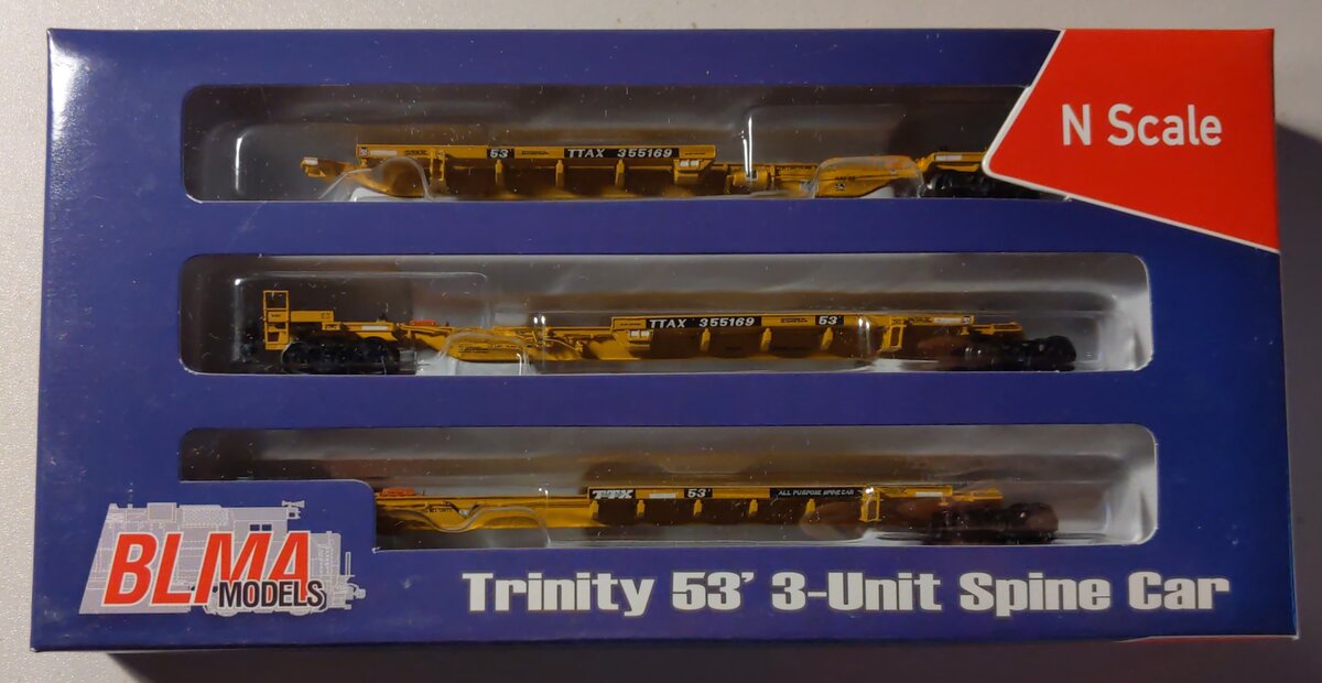 BLMA Models 12256 N Scale TTAX 53' Trinity 3-Unit Spine Car #355169 Set EX/Box