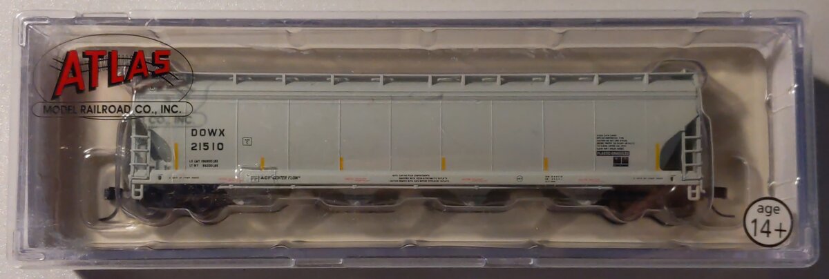 Atlas 50000107 N Scale Dow Chemical ACF 5800 Centerflow Plastics Hopper #21510