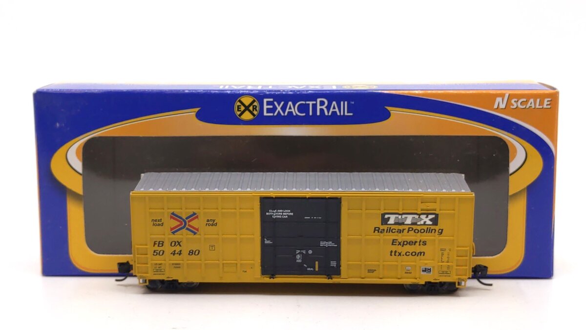 ExactRail EN-50701-26 HO Scale FBOX "TTX" Trinity Plug Door Boxcar #504480