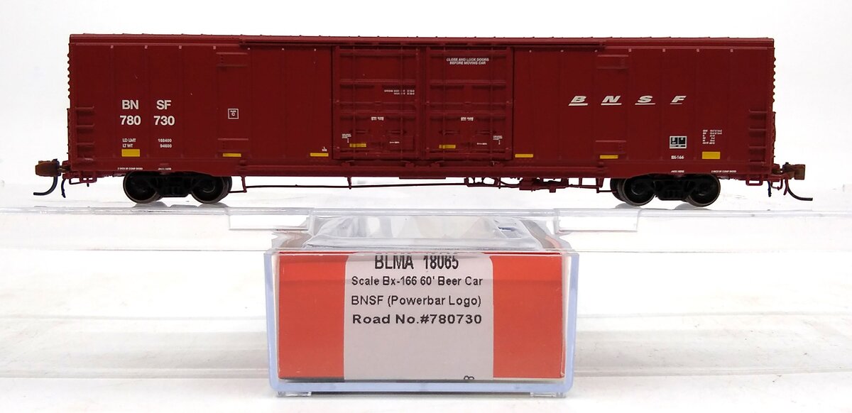 BLMA Models 18065 N Bx-166 Burlington Northern Santa Fe 60' Beer Car #780730