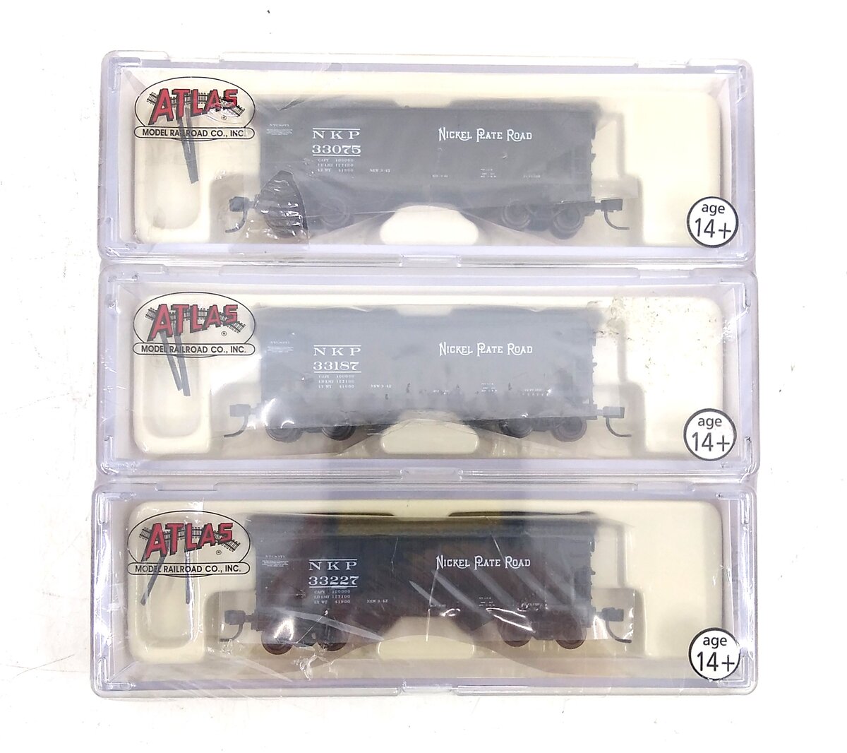 Atlas 5615 N NKP 2-Bay Offset Hopper Car 3-Pack