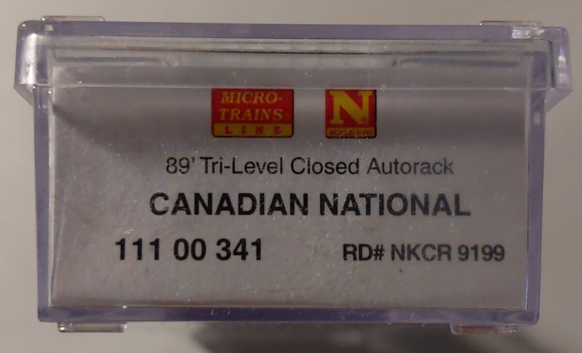 Micro-Trains 11100341 N Canadian National 89' Tri-Level Closed Autorack #9199