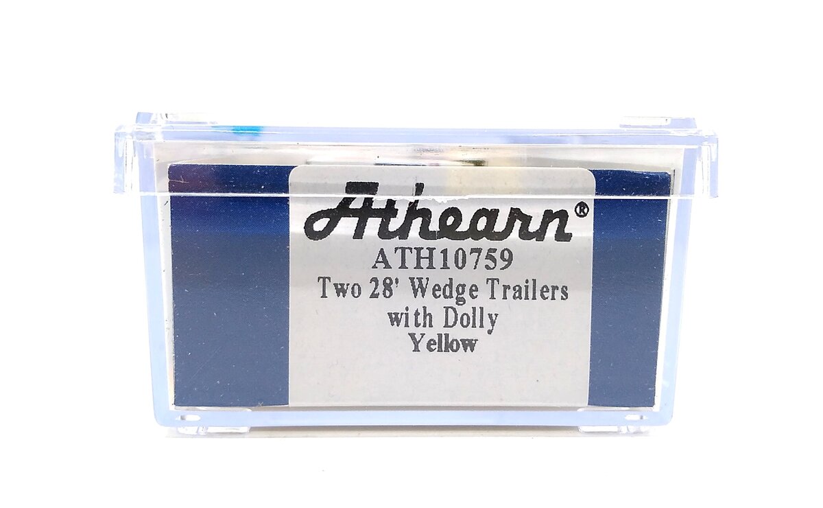 Athearn 10759 N Yellow 28' Trailers with Dolly #2 (Pack of 2)