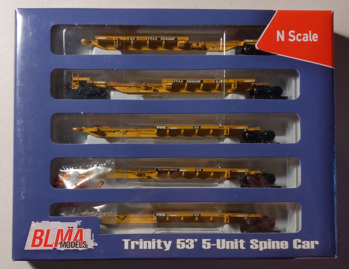 BLMA Models 12007 N Scale TTAX Trinity 53' 5-Unit Spine Car Set #555085