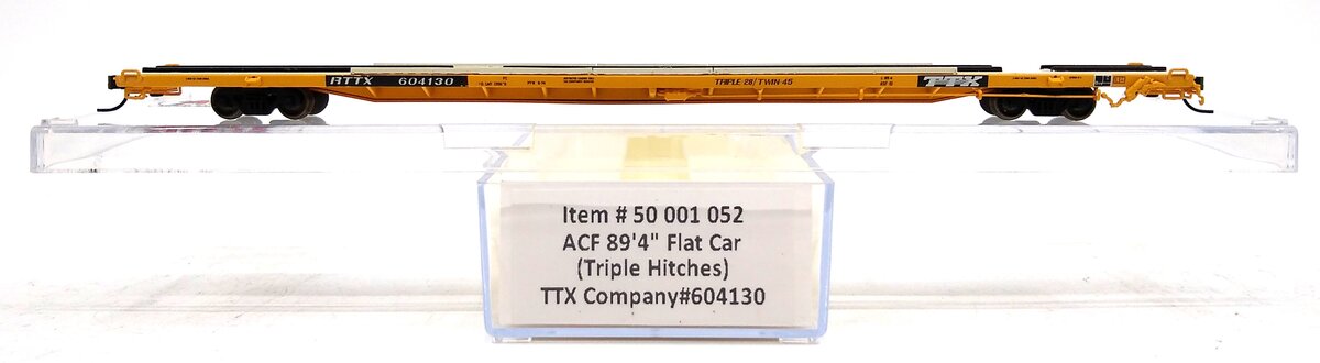 Atlas 50001052 N Scale TTX Company 89'4" Flat Car (Triple Hitches) #604130