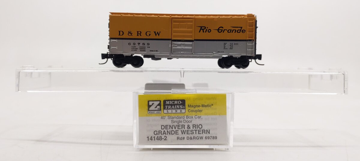 Micro-Trains 14148-2 Z Scale D&RGW 40' Standard Single Door Boxcar #69789 LN/Box