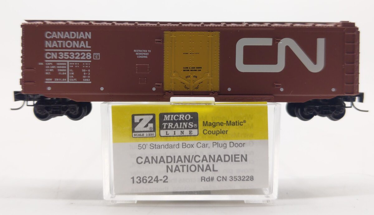 Micro-Trains 13624-2 Z Scale Canadian National 50' Standard Boxcar #353228 LN/Box