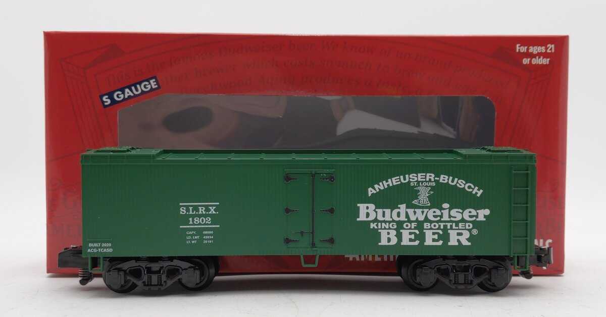 American Flyer 2001012 S TCA Budweiser Beer Woodside Reefer #1802 LN/Box