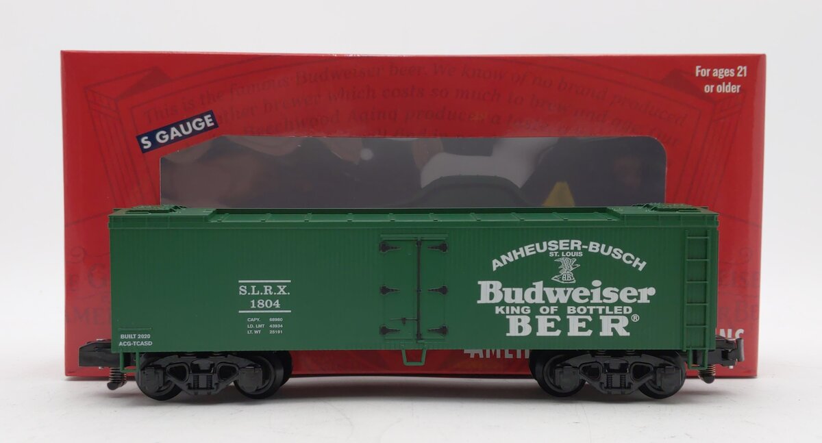 American Flyer 2001013 S TCA Budweiser Beer Woodside Reefer #1804 LN/Box