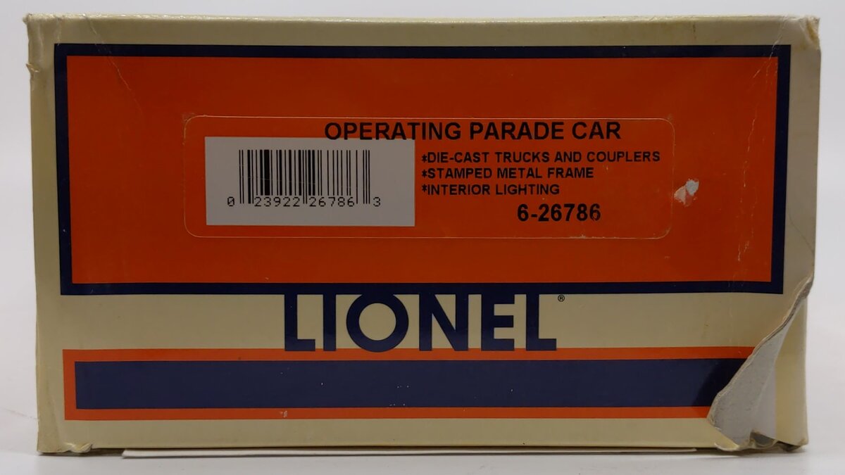 Lionel 6-26786 O Gauge Lionelville Operating Parade Car LN/Box