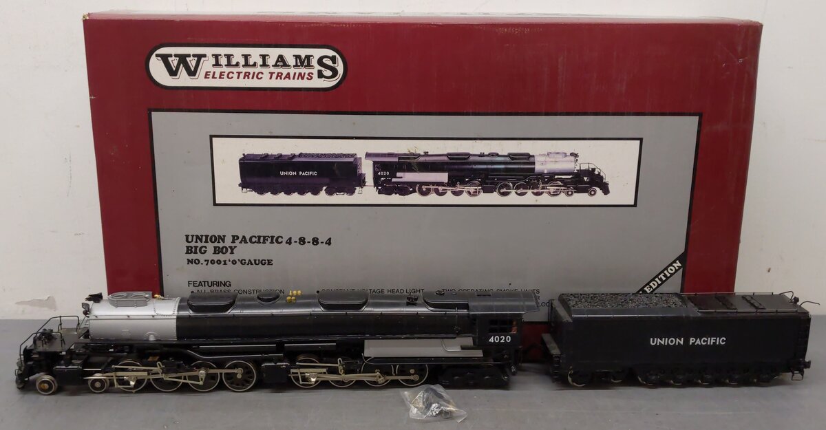Williams 7001 O BRASS Union Pacific 4-8-8-4 Big Boy Steam Locomotive #4020 VG/Box