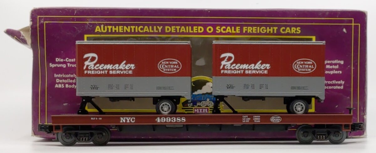 MTH 20-90017C O Gauge New York Central Flatcar w/Trailers #499388 LN/Box