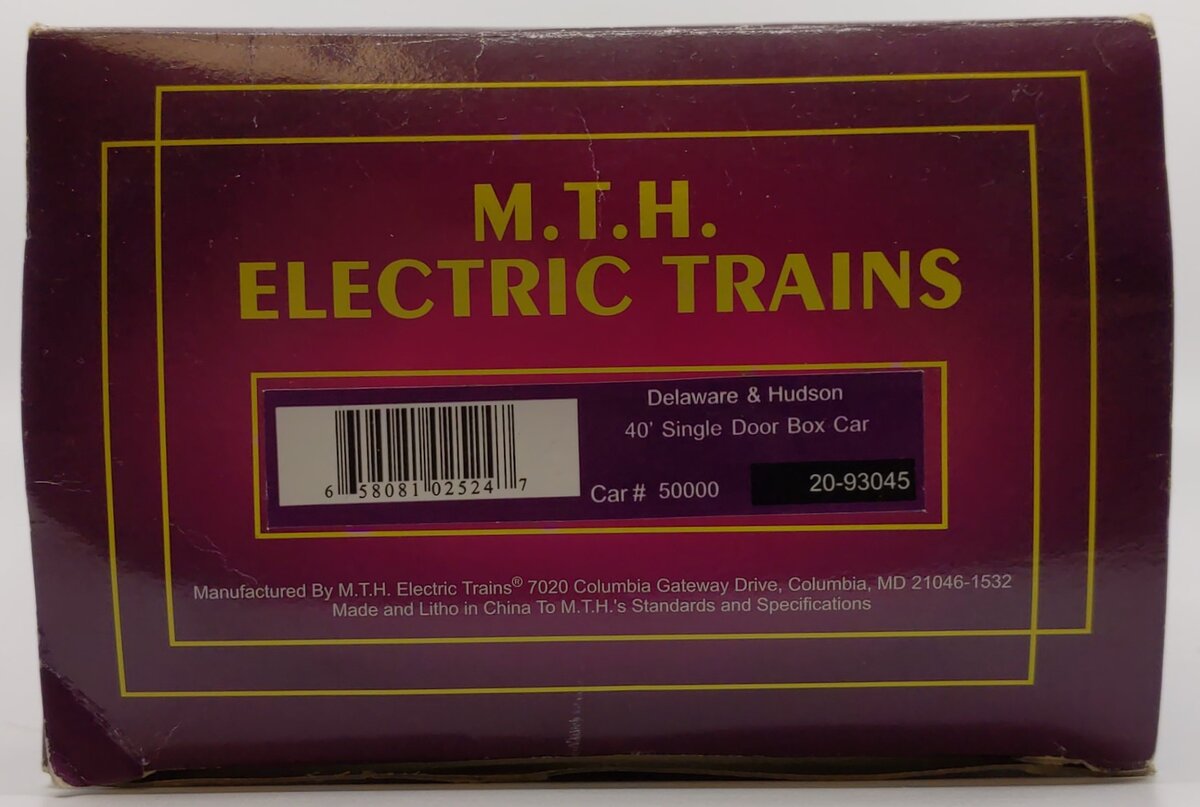 MTH 20-93045 O Gauge Delaware & Hudson Box Car #50000 LN/Box