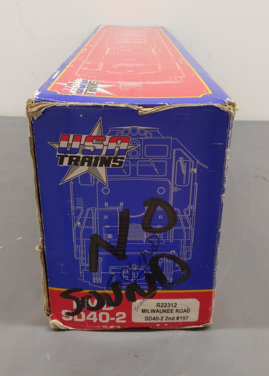 USA Trains 22312 G Milwaukee Road SD40-2 Powered Diesel Locomotive #197 EX/Box