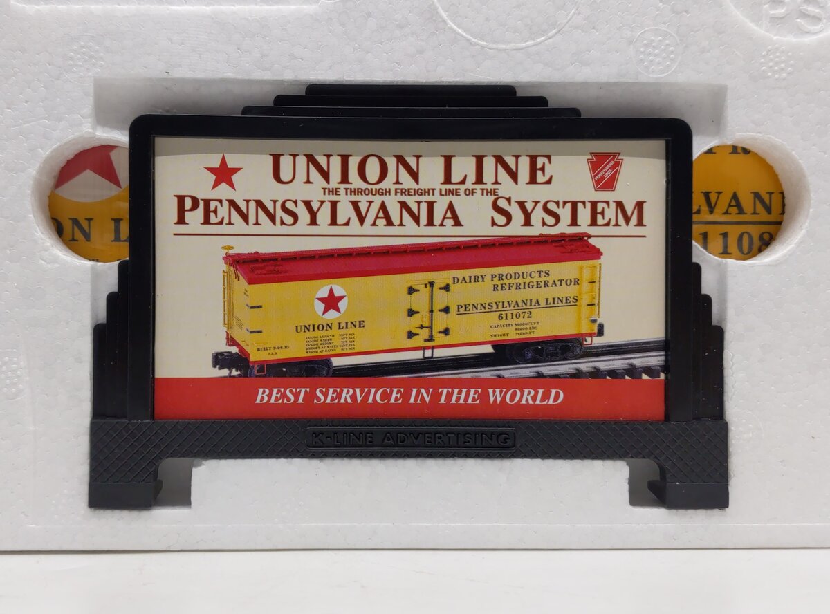 K-Line K742-1891 O Gauge Pennsylvania Woodside Reefer w/ Billboard #611076 LN/Box