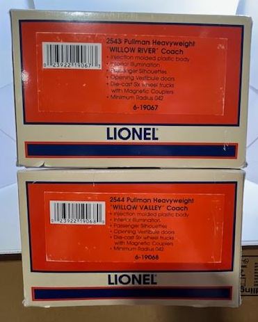Lionel 6-19066 O Gauge Pullman Heavyweight "Willow" Passenger 2 Car Set MT/Box