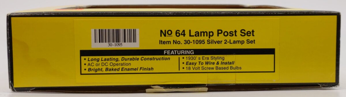 MTH 30-1095 O #64 Silver Diecast Highway Lamp Post Set (Pack of 2)