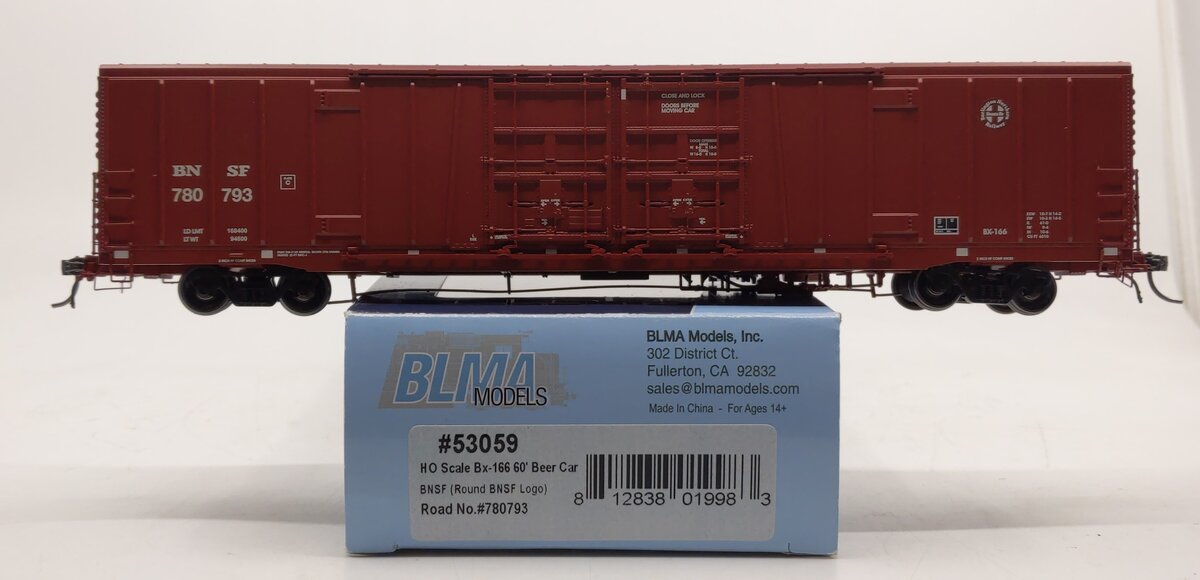 BLMA Models 53059 HO Burlington Northern Santa Fe Bx-166 60' Beer Car #780793