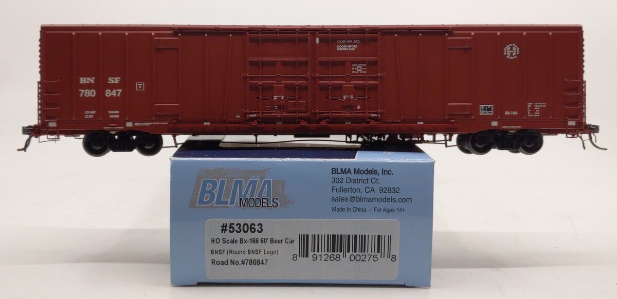 BLMA Models 53063 HO Burlington Northern Santa Fe Bx-166 60' Beer Car #780847