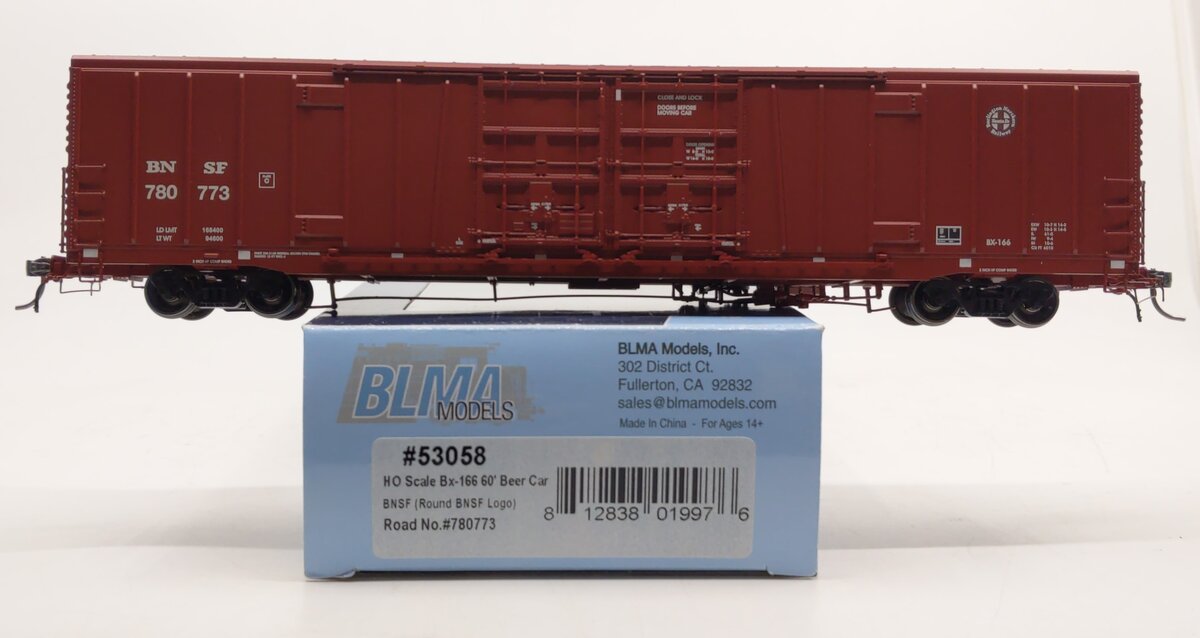 BLMA Models 53058 HO Burlington Northern Santa Fe Bx-166 60' Beer Car #780773