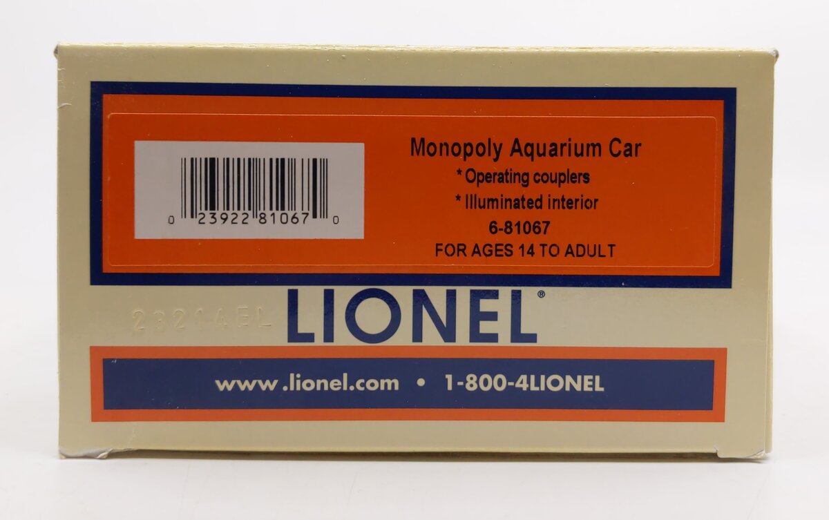 Lionel 6-81067 O Gauge Monopoly Aquarium Car