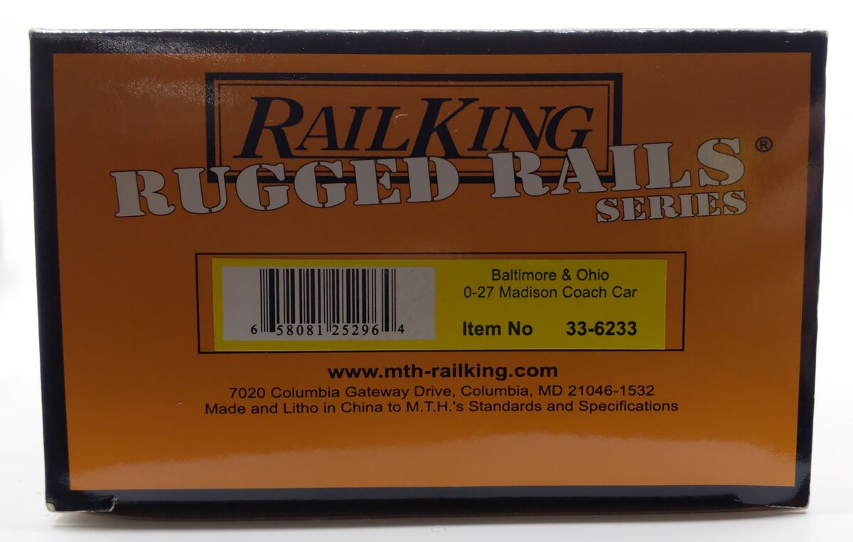 MTH 33-6233 O Gauge Baltimore & Ohio O-27 Madison Coach Car