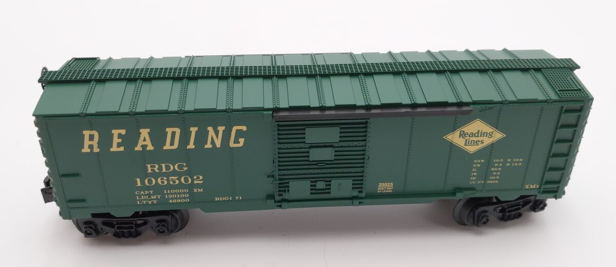 Lionel 6-25025 O Gauge Reading Boxcar #106502