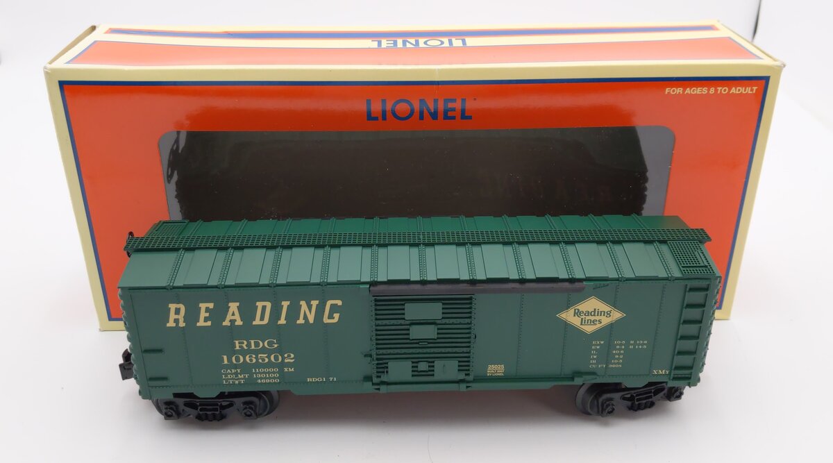 Lionel 6-25025 O Gauge Reading Boxcar #106502