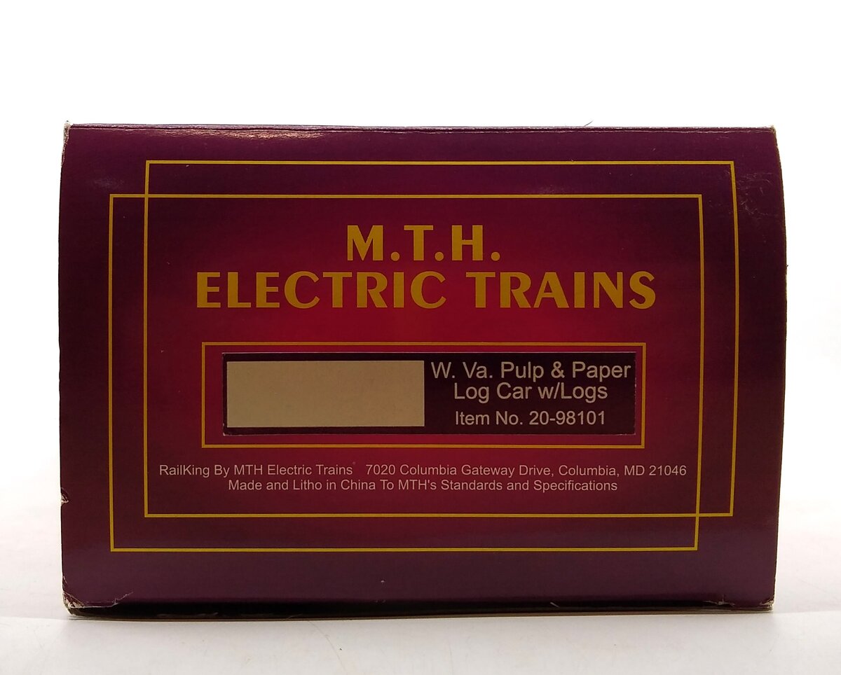 MTH 20-98101 O West Virginia Pulp and Paper Flatcar with Logs #176 EX/Box