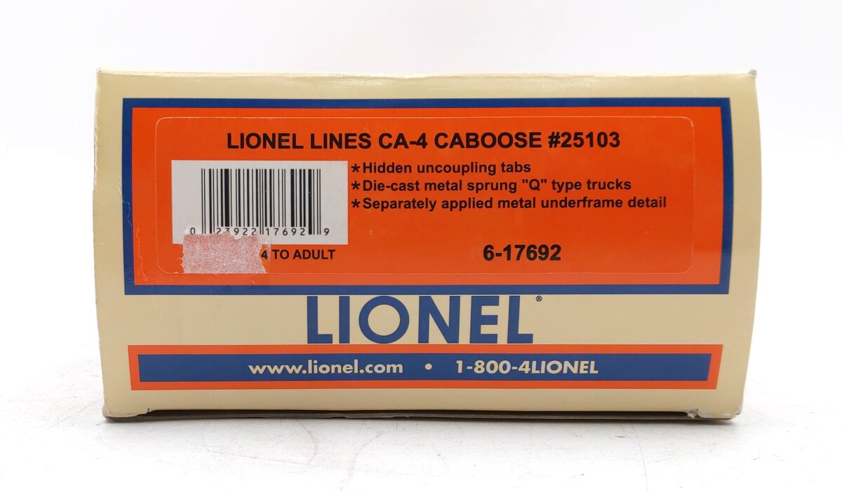 Lionel 6-17692 O Lionel Lines CA-4 Lighted Caboose #7692