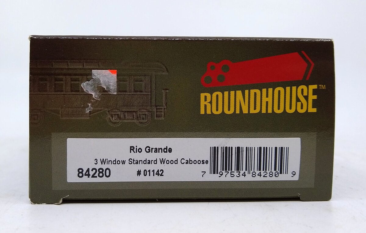 Roundhouse 84280 HO D&RGW RTR 30' 3-Window Caboose #01142