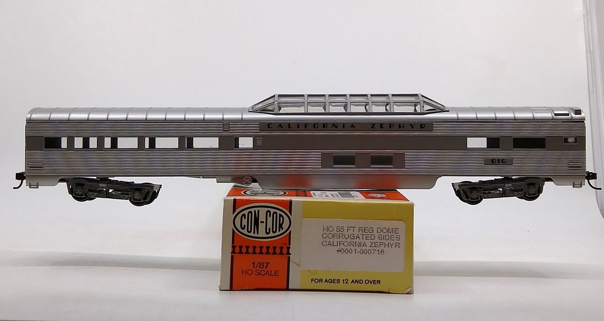 Con-Cor 0001-000716 HO California Zephyr 85' Reg Dome Corrugated Sides # 816