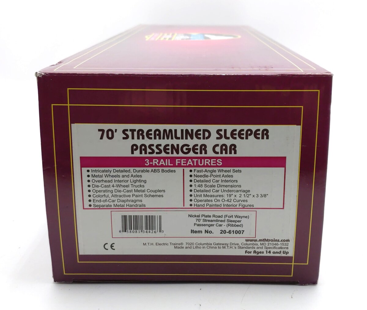 MTH 20-61007 O NKP City of Fort Wayne 70' Streamlined Sleeper Passenger Car LN/Box