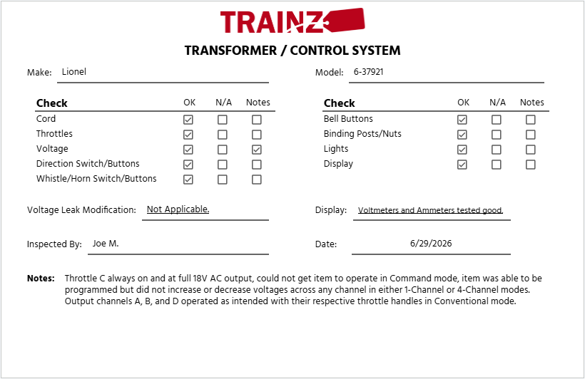 Lionel 6-37921 ZW-L 620 Watt 4-Train Transformer EX/Box