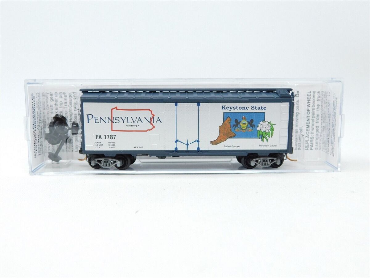 Micro-Trains 02100410 N Scale Pennsylvania State 40' Plug Door Boxcar #1787 EX/Box