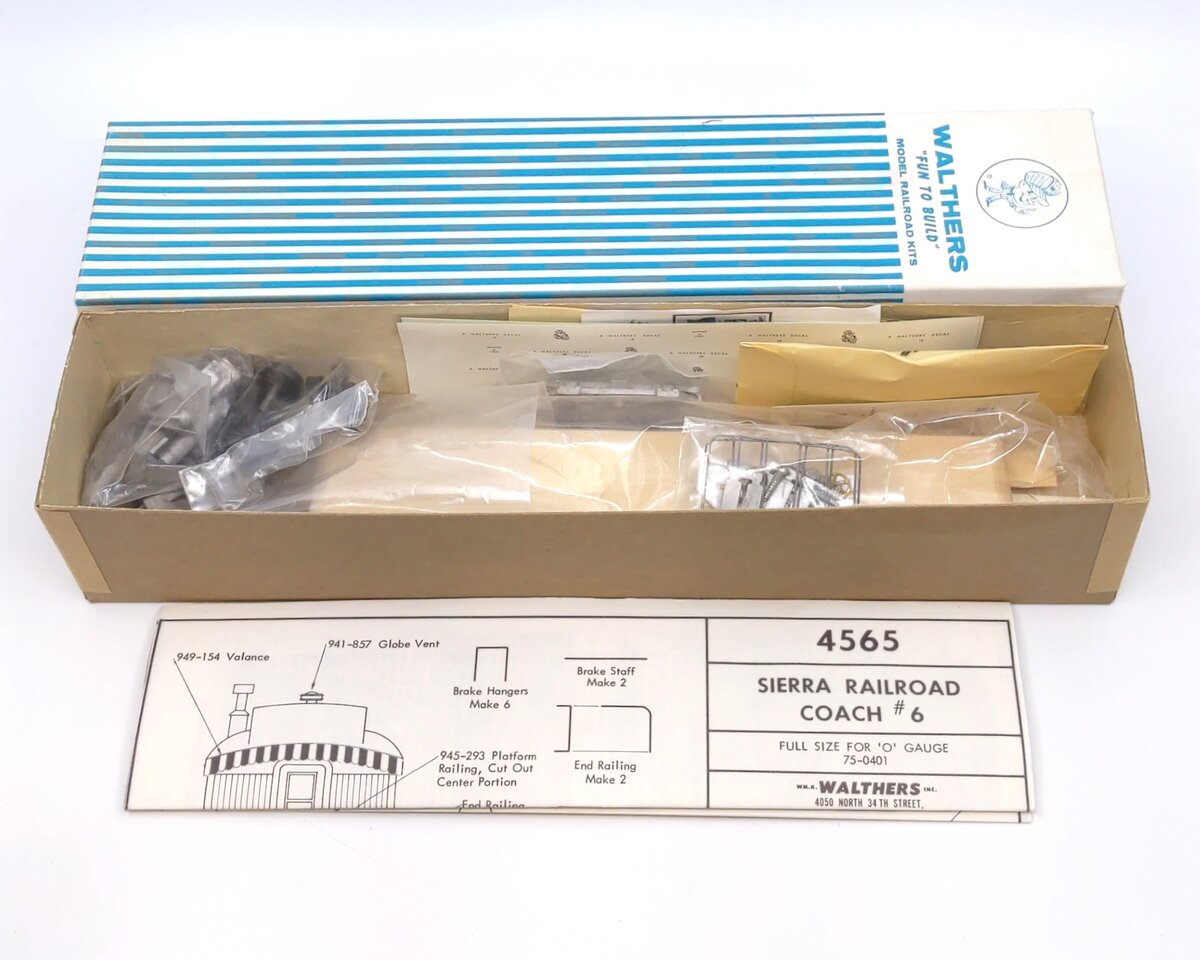 Walthers 933J4565 O Scale Sierra Coach Less Trucks Model Railroad Kit