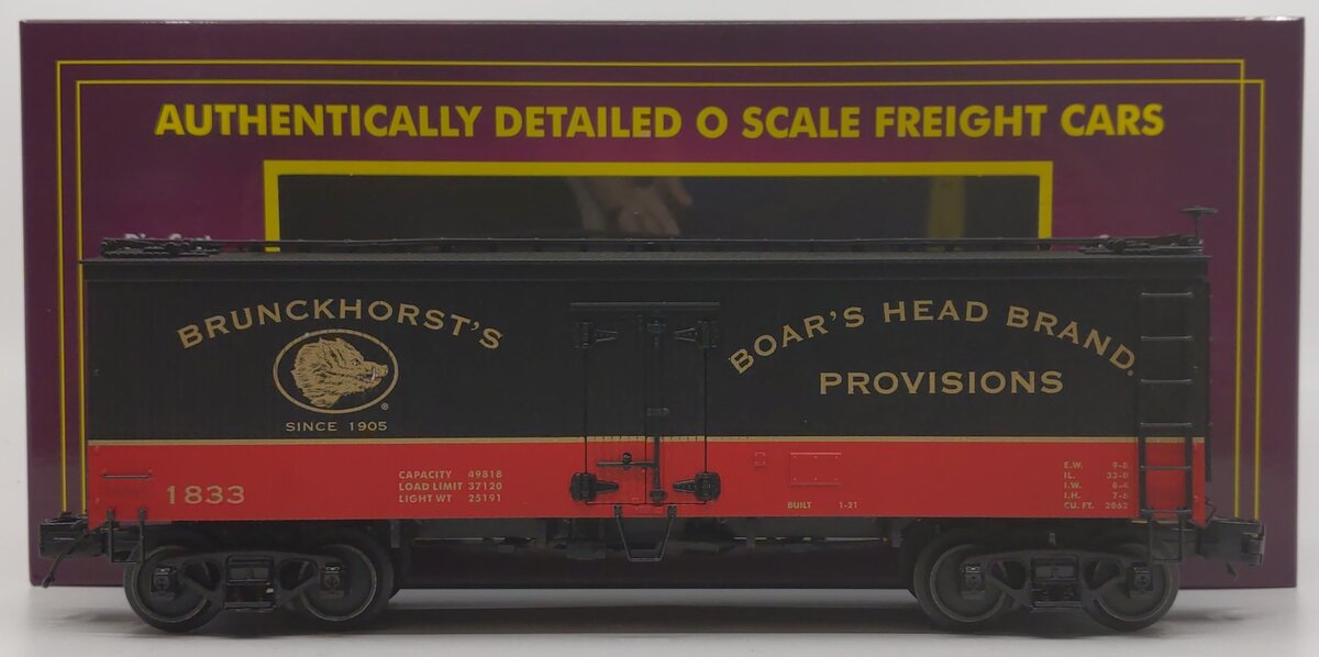 MTH 20-94641 O Brunckhorst's 36' Woodsided Reefer Car #1833 LN/Box