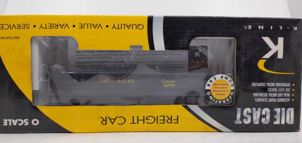 K-Line K712-1251 O Gauge Chesapeake & Ohio Operating Coal Dump Car #AD66 LN/Box